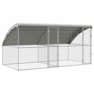 vidaXL H&oslash;nsebur 2 stk. S&oslash;lv 400 x 200 x 200 cm Galvaniseret st&aring;l