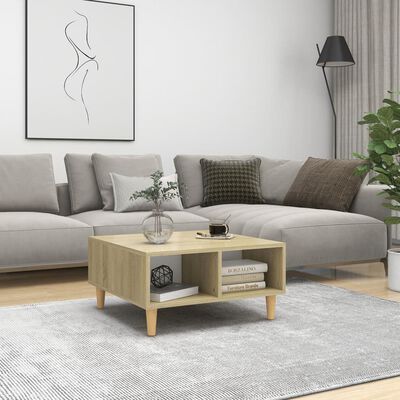 vidaXL sofabord 60x60x30 cm konstrueret træ hvid og sonoma-eg