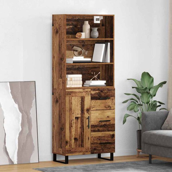 vidaXL Highboard Gammelt tr&aelig; 69,5 x 34 x 180 cm Konstrueret tr&aelig;