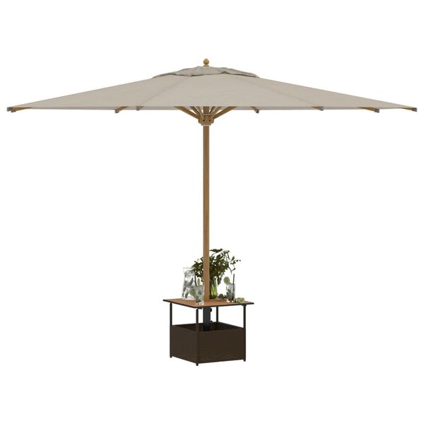 vidaXL havebord med parasolhul 55x55x46,5 cm polyrattan brun