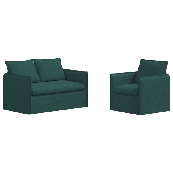 vidaXL Sofa S&aelig;t 2 pcs M&oslash;rkegr&oslash;n 196 x 82 x 85 cm Stof