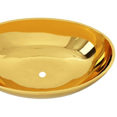 vidaXL håndvask 40 x 33 x 13,5 cm keramik guldfarvet