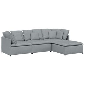 vidaXL modulsofa med fodskammel og hynder stof lysegr&aring;