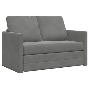 vidaXL 2-i-1 sovesofa 122x204x55 cm velour m&oslash;rkegr&aring;