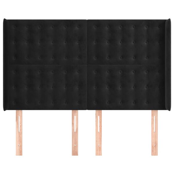 vidaXL sengegavl med kanter 147x16x118/128 cm fl&oslash;jl sort