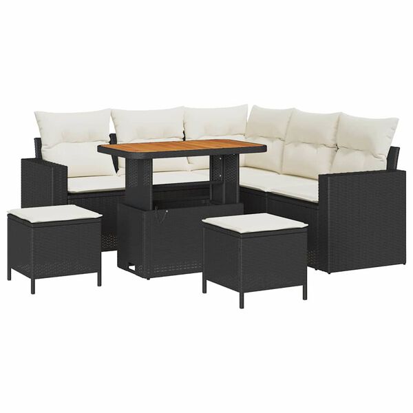 vidaXL Havesofa S&aelig;t 8 pcs Sort polyrattan