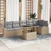 vidaXL Havesofa S&aelig;t med pude med opbevaring 7 pcs Beige Poly rattan