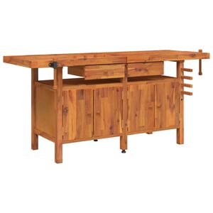 vidaXL arbejdsbord m. skuffer + skruestik 192x62x83 cm massivt akacie