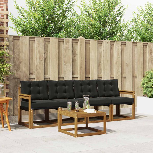 vidaXL Udend&oslash;rs sofagruppe med pude 5 pcs Naturlig og sort