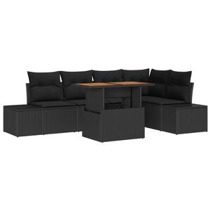 vidaXL Havesofa S&aelig;t med opbevaring 6 pcs Sort Poly rattan