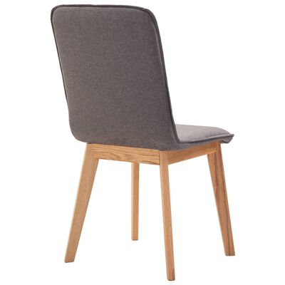 vidaXL spisebordsstole 2 stk. gråbrunt stof massivt egetræ
