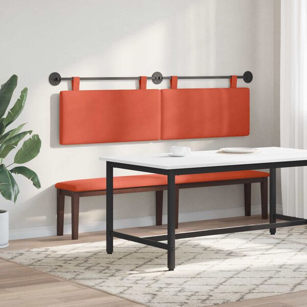 vidaXL H&aelig;ngende Hovedgavl R&oslash;d orange 190 x 55 x 5 cm Velourstof