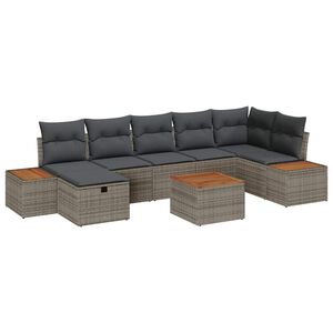 vidaXL Havesofa S&aelig;t 8 stk. Gr&aring; polyrattan