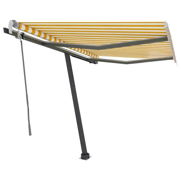vidaXL markise m. LED-lys 300x250 cm manuel betjening gul og hvid