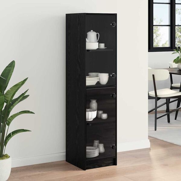 vidaXL Highboard Sort eg 35 x 37 x 142 cm Konstrueret tr&aelig;