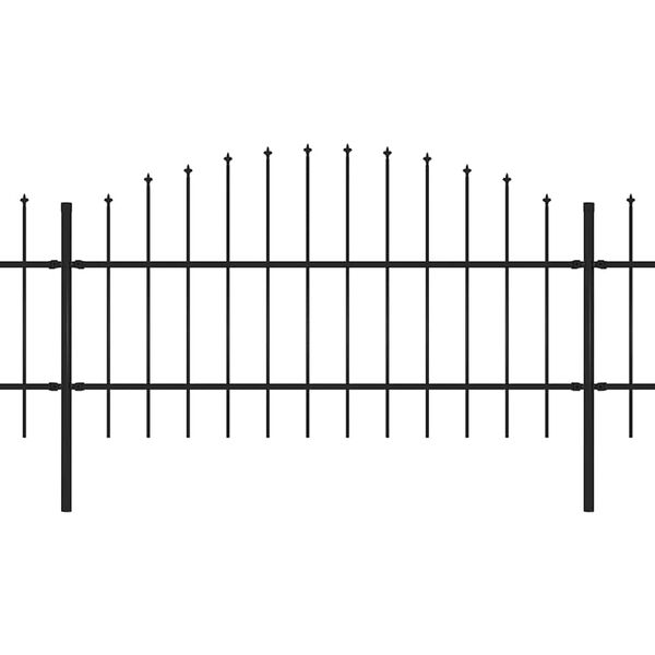 vidaXL havehegn med spydtop stål 537x100 cm sort