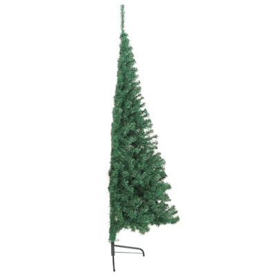 vidaXL kunstigt halvt juletræ med juletræsfod 180 cm PVC grøn