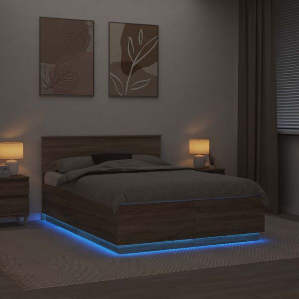 vidaXL Sengestel med hovedg&aelig;rde Sonoma eg 150 x 200 cm Konstrueret tr&aelig;