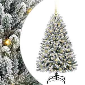 vidaXL Kunstigt Hinged Juletr&aelig; Gr&oslash;n og Hvid 120 cm PVC og St&aring;l