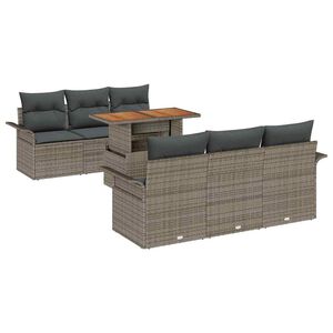 vidaXL Havesofa S&aelig;t 7 stk. Gr&aring; Poly rattan