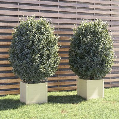 vidaXL plantekasser 2 stk. 40x40x40 cm massivt fyrretræ hvid
