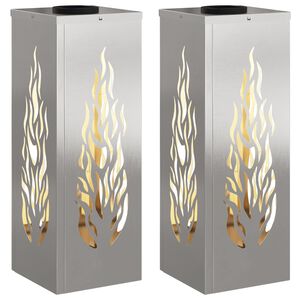 vidaXL Solar LED sti lys 2 pcs Rustfrit st&aring;l Rustfrit st&aring;l