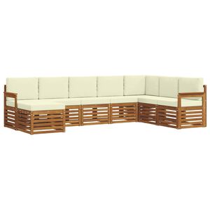 vidaXL Sofas&aelig;t med pude 8 pcs Naturlig og Fl&oslash;de Massivt Akacietr&aelig;