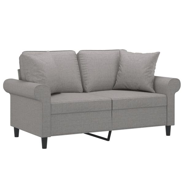 vidaXL 2-personers sofa med puder og hynder 120 cm stof lysegr&aring;