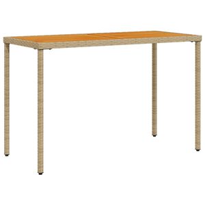 vidaXL havebord med top i akacietr&aelig; 115x54x74 cm polyrattan beige
