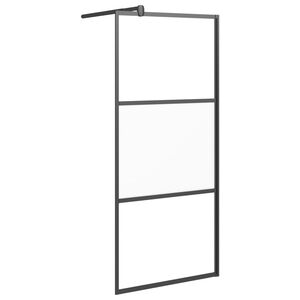 vidaXL brusevæg 80x195 cm halvmatteret sikkerhedsglas sort