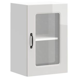 vidaXL k&oslash;kkenskab med vitrinel&aring;ge "Kalmar" h&oslash;jglans hvid konstrueret tr&aelig;