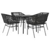 vidaXL 5 dele spisebordss&aelig;t til haven m. hynder polyrattan glas sort