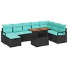 vidaXL Havesofa S&aelig;t med pude med opbevaring 9 pcs Sort polyrattan