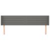 vidaXL sengegavl med kanter 203x16x78/88 cm stof m&oslash;rkegr&aring;