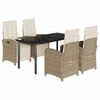 vidaXL spisebordss&aelig;t til haven 5 dele med hynder polyrattan beige