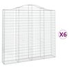 vidaXL buede gabionkurve 6 stk. 200x30x180/200 cm galvaniseret jern