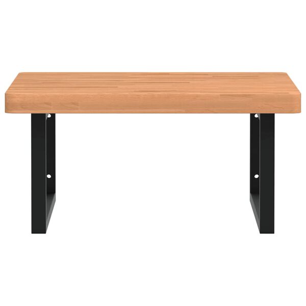 vidaXL badeværelseshylde stål og massivt bøgetræ