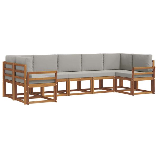 vidaXL Udend&oslash;rs sofagruppe med pude 7 pcs Naturlig og Lys Gr&aring;