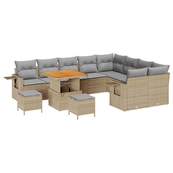 vidaXL Havesofa Sæt 12 pcs Beige polyrattan