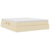 vidaXL Seng med opbevaring og madras Creme 180 x 200 cm Polyester