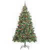 vidaXL Kunstigt juletr&aelig; med LED -strimmellys Gr&oslash;n 240 cm PVC og metal