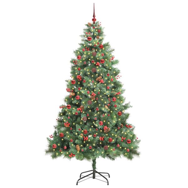 vidaXL Kunstigt juletr&aelig; med LED -strimmellys Gr&oslash;n 240 cm PVC og metal