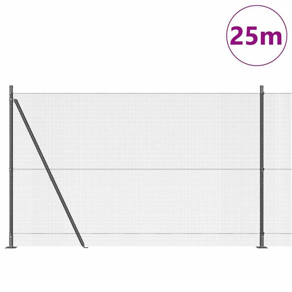 vidaXL Hegnsp&aelig;l Gr&aring; 25 x 1,4 m (12 x 12 mm net) St&aring;l og PVC