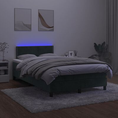 vidaXL kontinentalseng med madras og LED-lys 120x190cm fløjl mørkegrøn