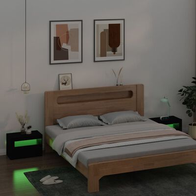 vidaXL sengeborde med LED-lys 2 stk. 60x35x40 cm sort
