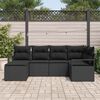 vidaXL Sofa S&aelig;t med pude 6 pcs Sort polyrattan