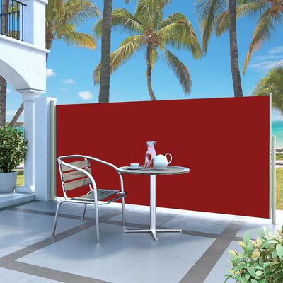 vidaXL sammenrullelig sidemarkise til terrassen 140x300 cm rød