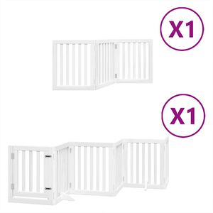 vidaXL hundel&aring;ge med d&oslash;r 9 paneler 450 cm foldbar poppeltr&aelig; hvid