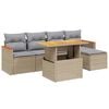 vidaXL sofas&aelig;t til haven 6 dele med hynder polyrattan beige