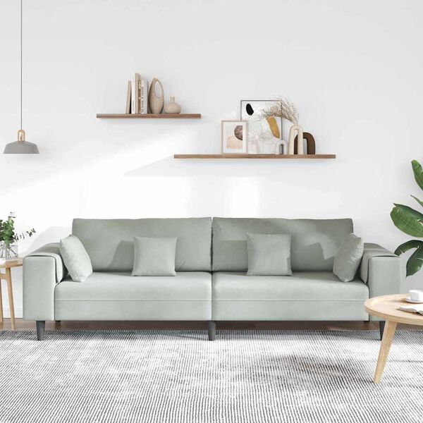 vidaXL Sofa med pude Lysegr&aring; 250 x 77 x 76 cm Fl&oslash;jl